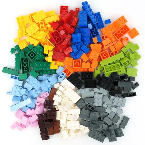 Bausteine bunt gemischt - 300 Stück - Basic Steine kompatibel mit Allen großen Marken, Geschenk für Jungen und Mädchen