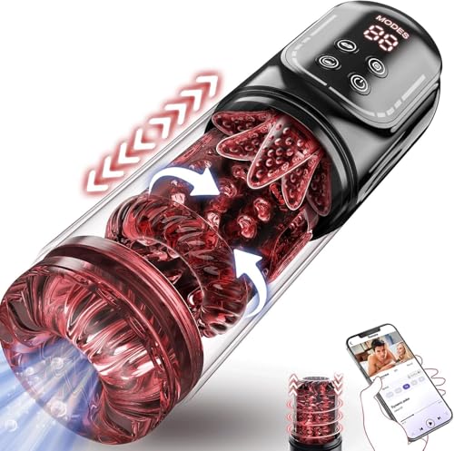Masturbieren für Männer Masturbator Zungenleck 12s Penispumpe, Sex Spielzeug für die Männer 7 Saugen Rotierend Teleskopfunktion Taschenmuschi, Masturbatoren Vergrößerer APP Control Sex Toys