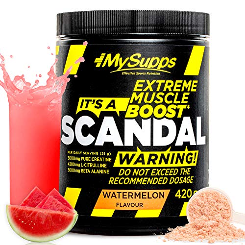 My Supps Scandal Pre Workout Booster 420g Wassermelone - Pump Trainingsbooster Pulver mit Koffein, Citrullin & Kreatin - Training Fitness Booster hochdosiert, Made in Germany