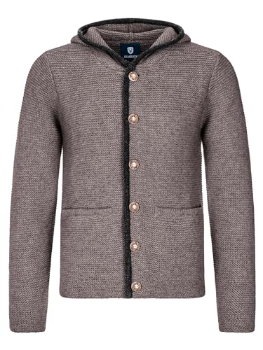 Almbock Herren Strickjacke mit Kapuze, braun, Größe M
