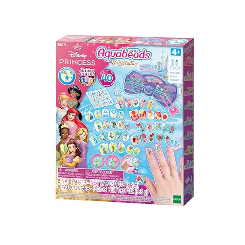 Aquabeads Disney Prinzessinnen Nagelstudio, 35071, Wasserperlen, Fingernägelset, Bastelset für Kinder ab 4 Jahren, ohne Bügeln oder Kleben