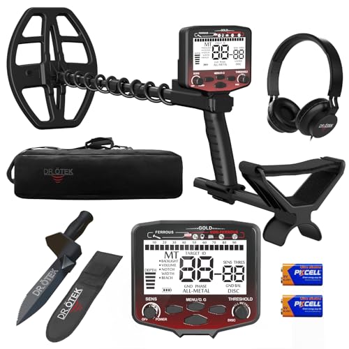 DR.ÖTEK Metalldetektor Profi Set, Hochpräziser und Innovativer Metalldetektor mit Bodenausgleich, 5 Modi, 12
