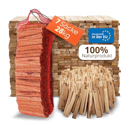 Aleko Parkett Premium 28 kg Brennholz - Anzünder aus Eichenholz, Bio Kaminanzünder, für Grill, Kamin, Ofen - perfekter Grillanzünder, getrocknetes und unbehandeltes Anmachholz