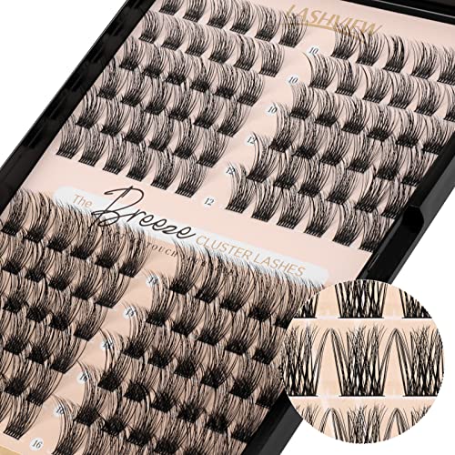 LASHVIEW Wimpern Cluster 144 Pcs Cluster Wimpern DIY Cluster Wimpern Extensions Mega Volumen Wiederverwendbare Einzelne Wimpern Cluster Volumen Look Super Thin Band für Soft(Volume,D-10-16mix)