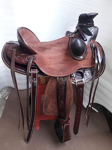 SHOWMEN CRAFT Rough Out Western-Sattelzaumzeug aus Leder, strapazierfähig, 38,1 cm