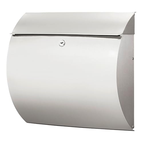 Burg Wächter Burg-Wächter Edelstahl-Briefkasten mit Öffnungsstopp, A4 Einwurf-Format, EU Norm EN 13724, Toscana 3856 Ni, Silber, (B x H x T) 376 x 330 x 106 mm