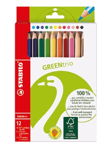 STABILO - Umweltfreundlicher Dreikant-Buntstift - GREENtrio - 12er Pack - 12