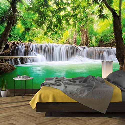 murimage® Fototapete Wasserfall 3D 366 x 254cm inklusive Kleister Wald Tapete Bambus Thailand Wohnzimmer Schlafzimmer Küche