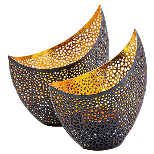 Teelichthalter Deko Wohnzimmer Modern Gold - 2 stück Kerzenständer - Tischdeko - Windlichter - Deko Wohnung - Deko Gold - Wohnzimmer Dekoration - Kerzenhalter Tischdeko - - Windlicht Tischdeko