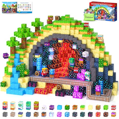 Magnetische Bausteine - Baue Mine Magnet Welt, 150 Teile Magnetblöcke Spielzeug, Outdoor STEM Konstruktionsspielzeug, Magnetische Fliesen Sensorische Kinderspielzeug für Jungen und Mädchen ab 3 Jahren
