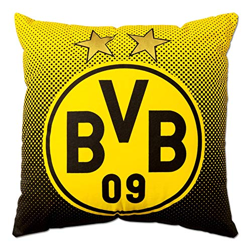 Borussia Dortmund, BVB-Kissen mit Emblem, Schwarz / Gelb, 40x40cm, 1 St?ck (1er Pack)