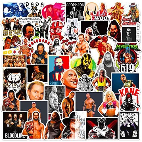 Der Wrestling Aufkleber für Laptop(50PCS),Geschenk für Kinder Jugendliche Erwachsene Jungen,Wrestling Wasserdicht Vinyl Aufkleber Stickers für Scrapbook,Skateboard,Auto,Gepäck