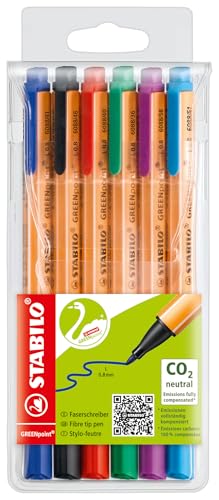 STABILO - Umweltfreundlicher Filzschreiber - GREENpoint - 6er Pack - 6 Farben