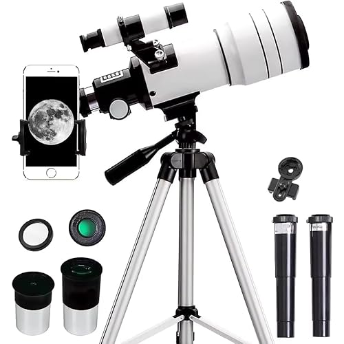 Teleskop, Astronomie Teleskop für Erwachsene, 150X HD Vergrößerung Teleskop mit 300/70mm, mit Verstellbares Stativ und Telefon Adapter, kompakte tragbare Reiseteleskope für Kinder und Anfänger