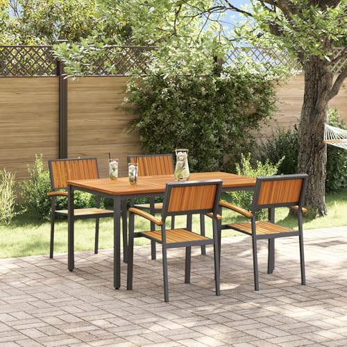IKAYAA Alu Sitzgruppe für 4 Personen, Gartenmöbel Set mit 4 Stühle mit Tisch, Essgruppe Garten Metall, Terrassenmöbel Set, Gartengarnitur, Sitzgarnitur, Schwarz-2