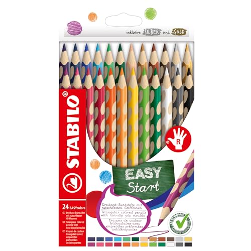 STABILO - Ergonomischer Buntstift für Rechtshänder - EASYcolors - 24er Pack - 24