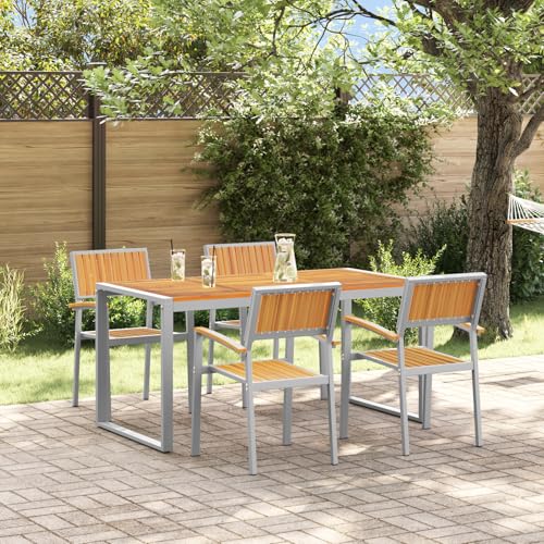Fasba 5-teiliges Garten-Esszimmer Set aus massivem Holz Akazie und Metall, Gartengarnitur Sitzgarnitur Loungemöbel Set for Loungebereich Terrasse Hotel3284369