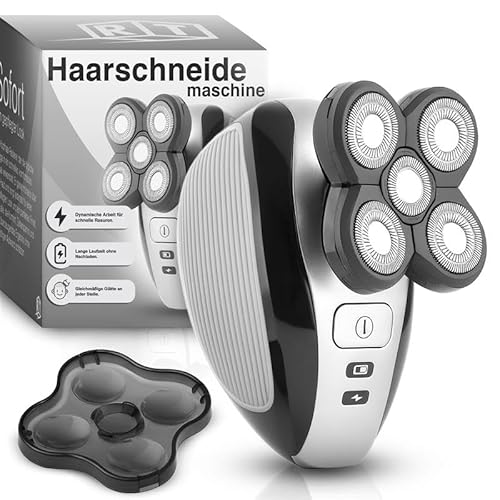 Retoo Herrenrasierer Face & Body Rasierer Herren Elektrisch IPX4 – Trimmer & Bodygroomer mit 5 Köpfen, Doppelklingen, 2h Ladezeit, 90 Min Laufzeit, USB 5V, Nass/Trocken