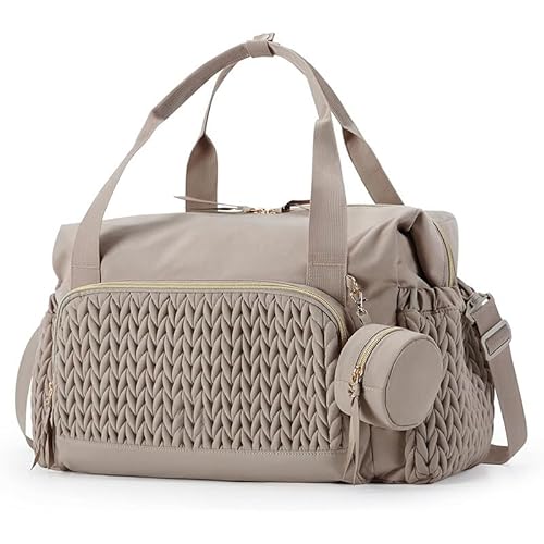 SUYUKU Multifunktionale Wickeltasche, große Kapazität, Schultertasche mit Schnulleretui für Mutterschaft und Baby, Wickeltasche, Reisen, Strand, braun, Large Capacity Diaper Bag