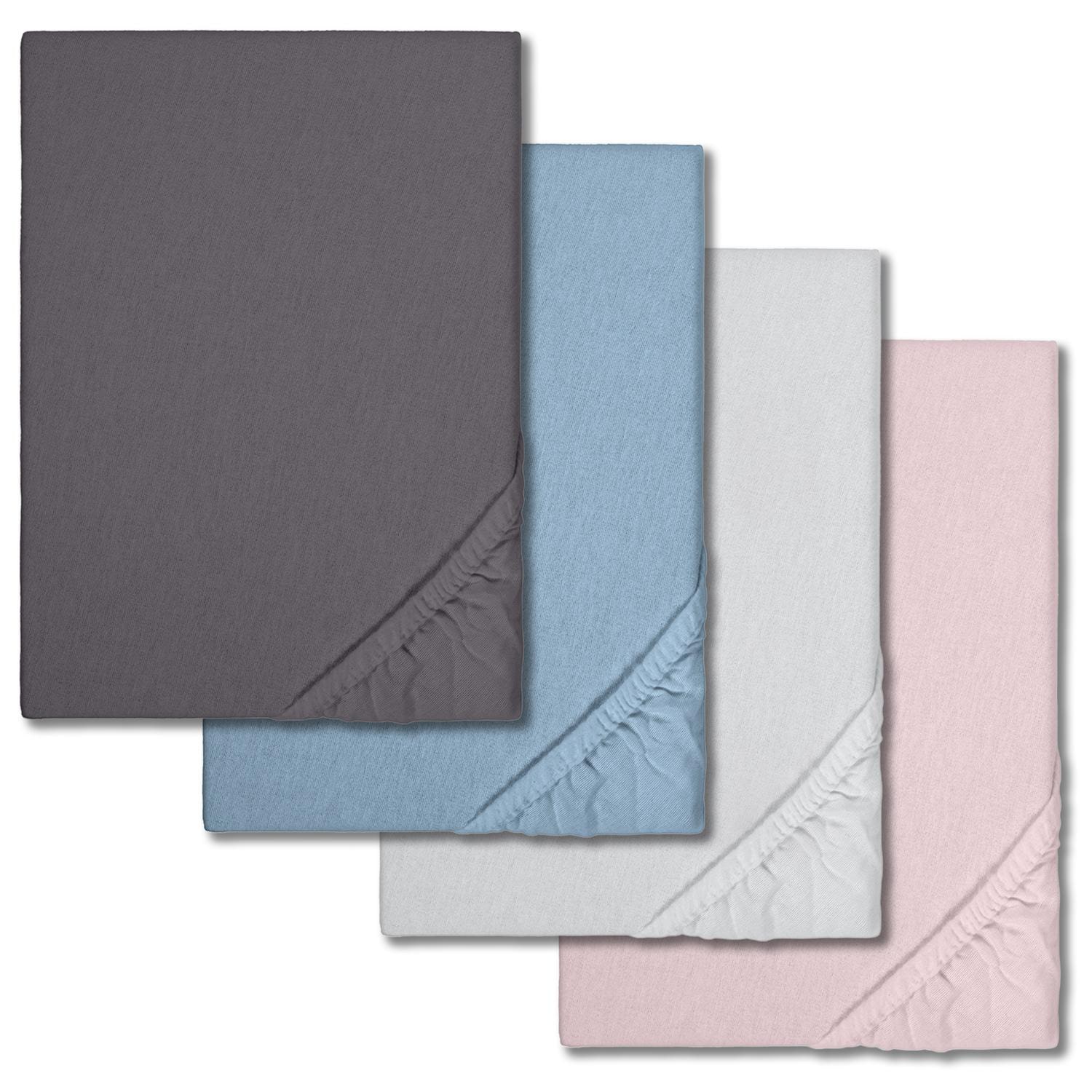 Sparpaket 4 Farben Spannbettlaken Winterflausch 90 x 190 - 100 x 200 cm