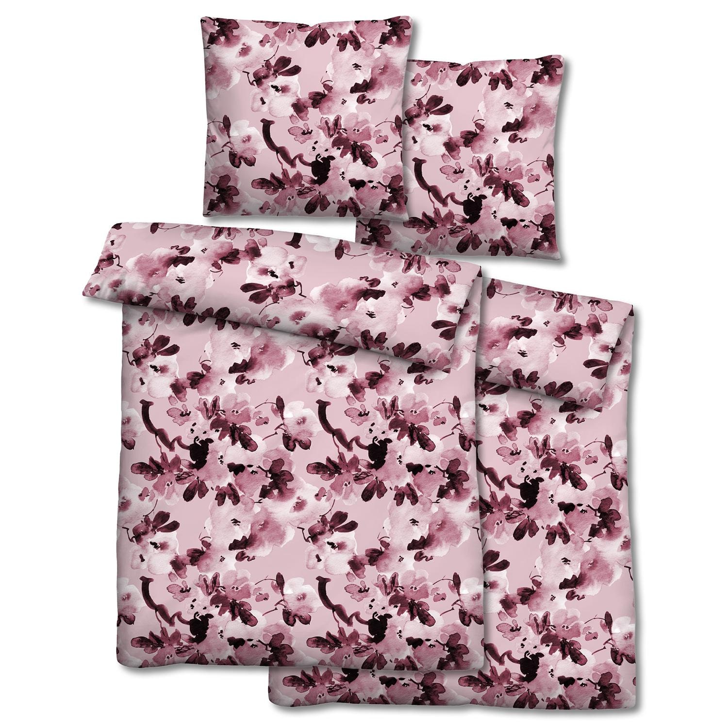 Doppelpack Biber Bettwäsche 155 x 220 cm + 80 x 80 cm