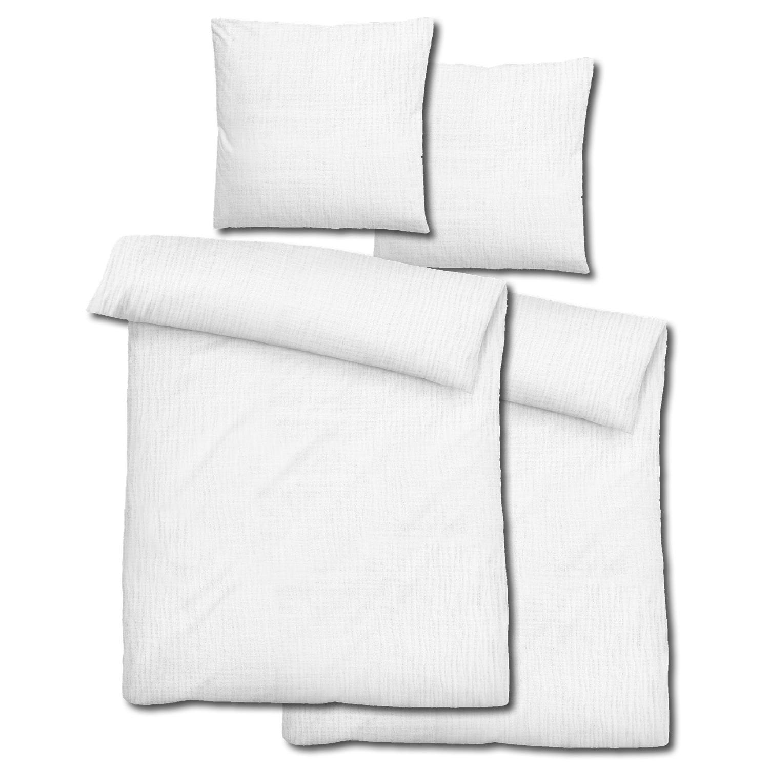 Doppelpack Sleezzz® Musselin Bettwäsche weiß 135 x 200 cm + 80 x 80 cm