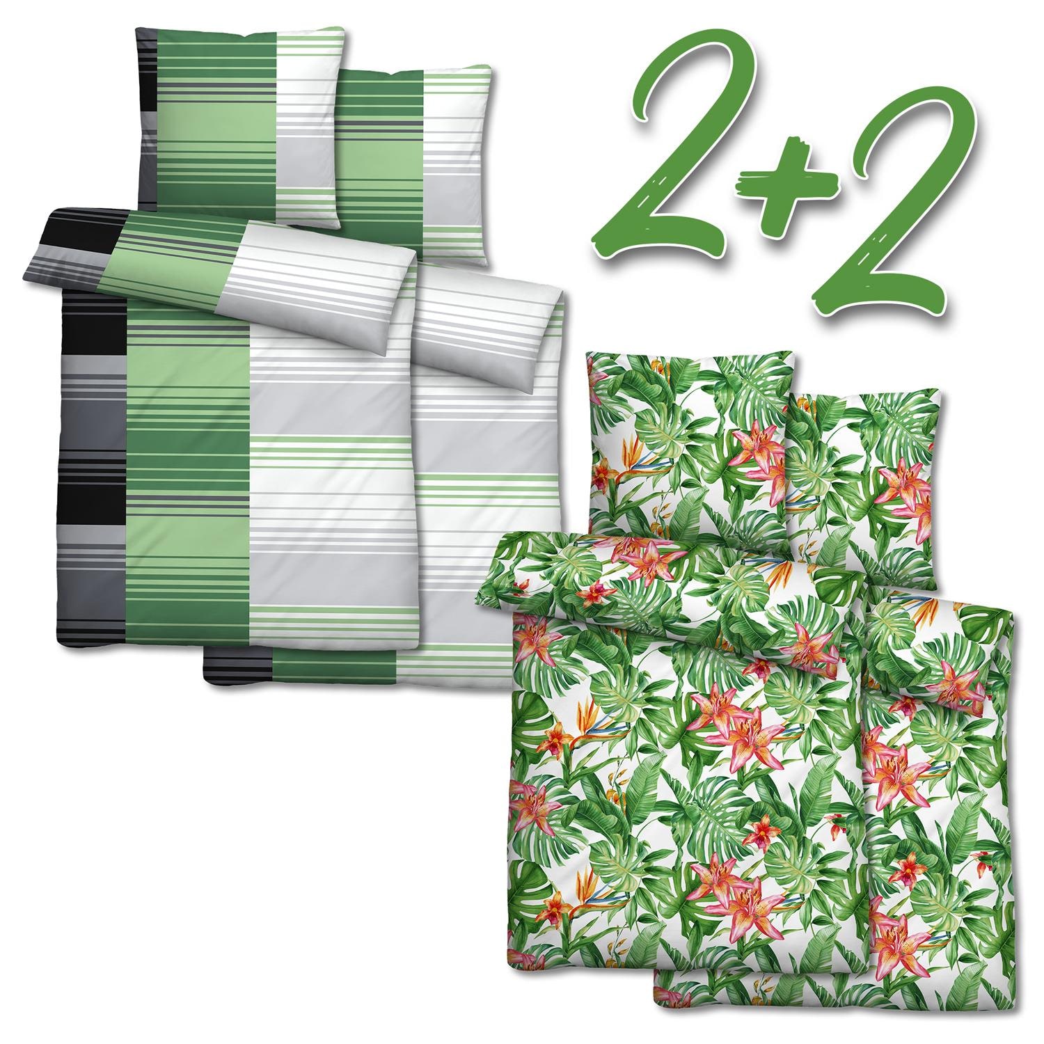 Mikrofaser Seersucker Bettwäsche 135 x 200 + 80 x 80 cm im 4er-Pack