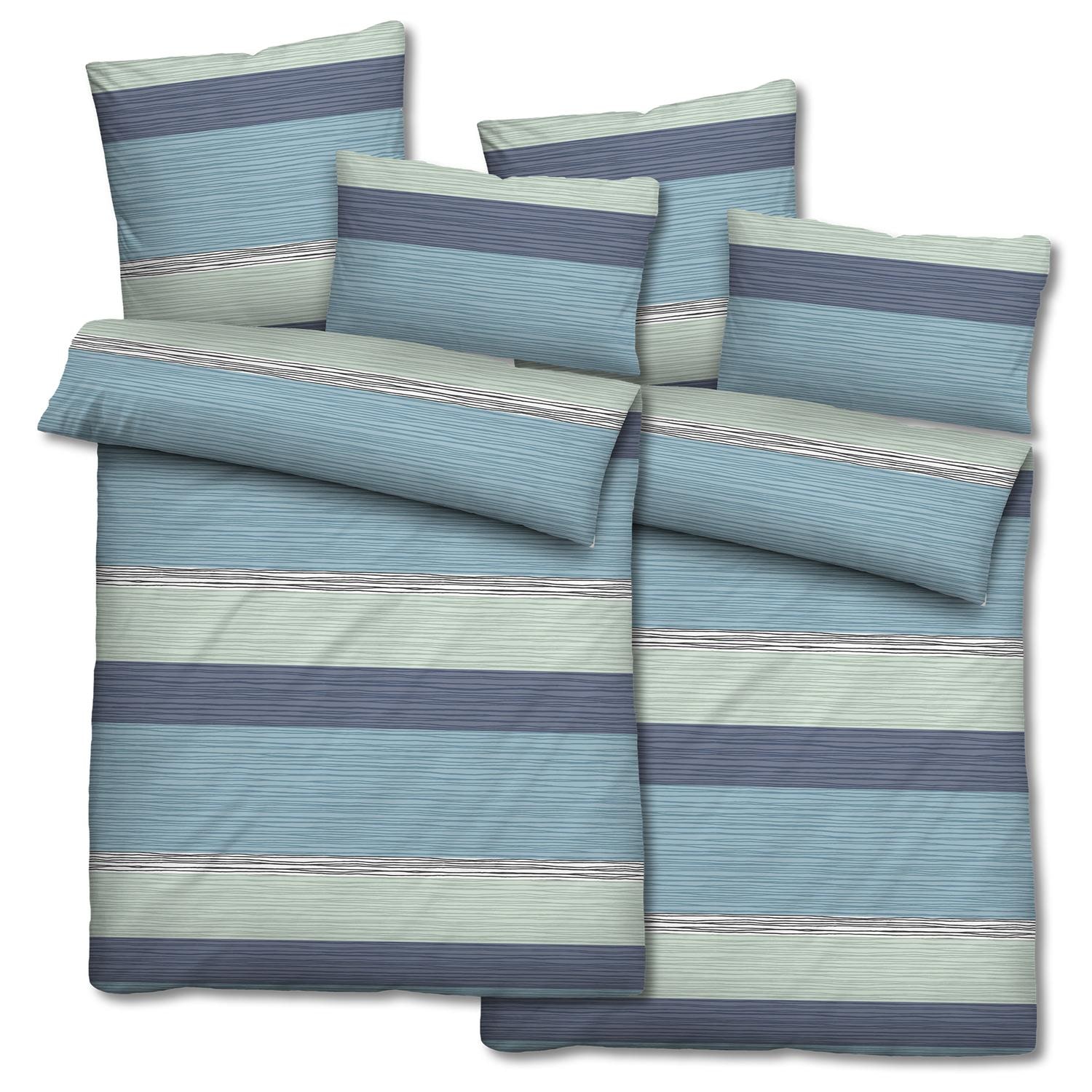 Doppelpack Mikrofaser Seersucker Bettwäsche 135 x 200 + 80 x 80 cm + 40 x 80 cm 3-teilig