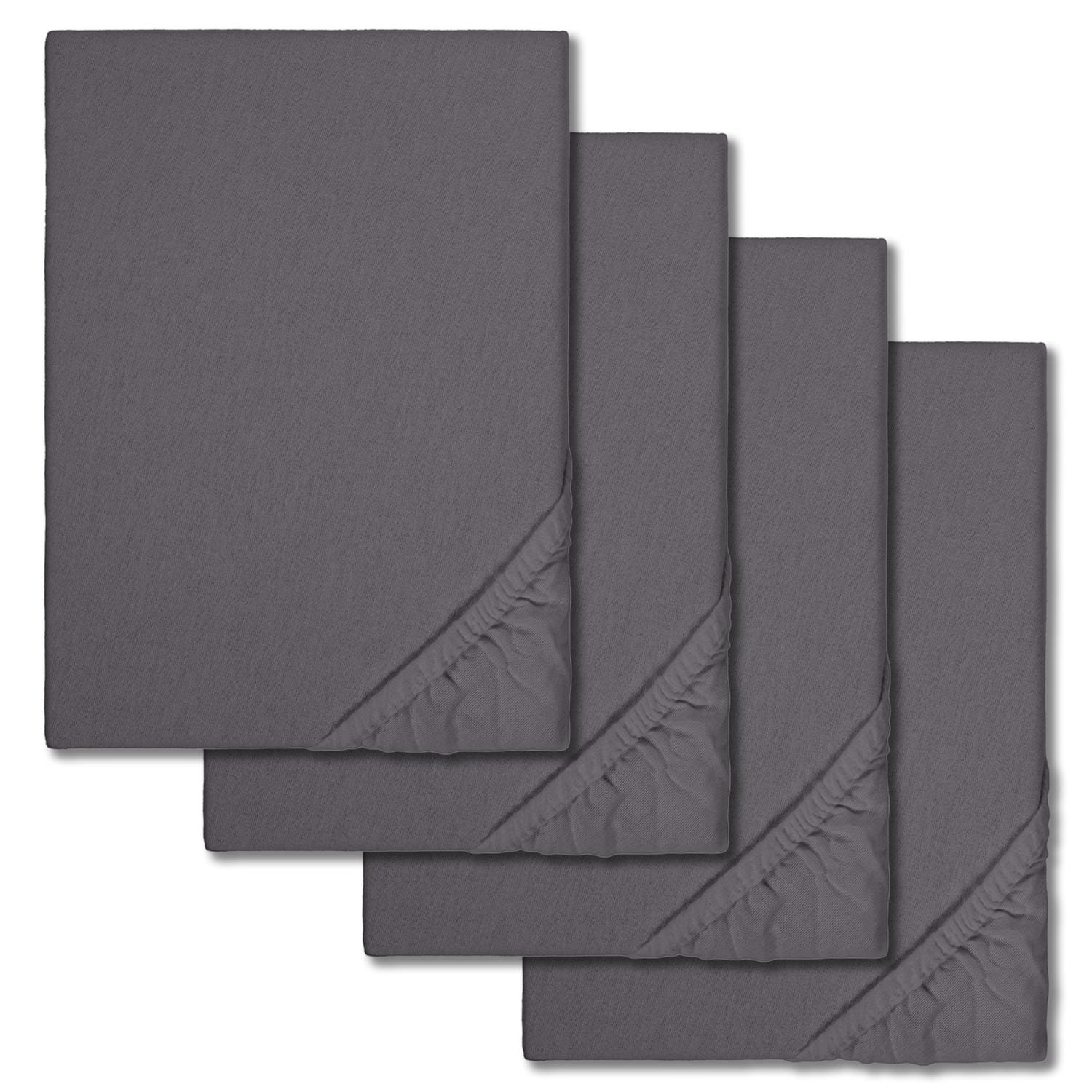 4er-Set Spannbettlaken Winterflausch anthrazit 90 x 190 - 100 x 200 cm (4 Stück)