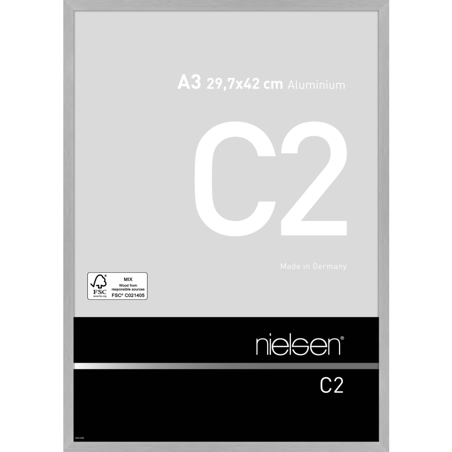Nielsen C2 Aluminium-Bilderrahmen - struktur-silberfarben matt - Rahmen: 30,5 x 42,8 cm - für Bilder bis 29,7 x 42 cm