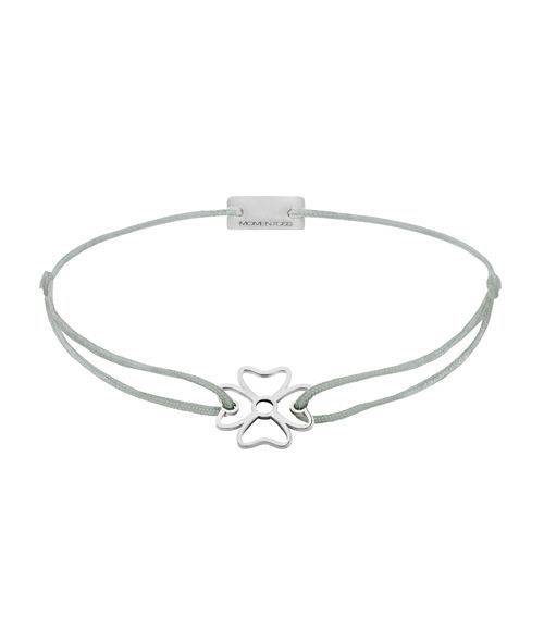 Momentoss Filo Armband - Textil - Hellgrau - rhodiniert - Kleeblatt - 21200870