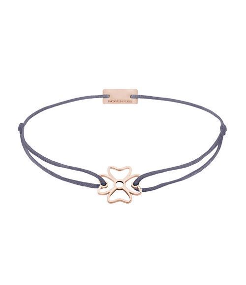 Momentoss Filo Armband - Textil - Grau Lila - rosé vergoldet - Kleeblatt - 21200945