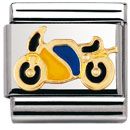 Nomination Classic - SPORTS Edelstahl, Email und 18K-Gold (Motorrad GELB/BLAU)
