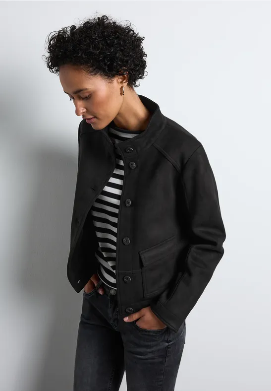 Jacke in Velours-Optik