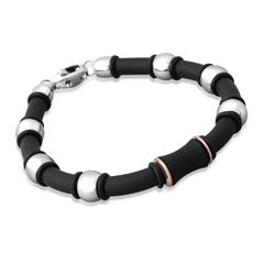 Glattes Kautschuk-Armband mit Edelstahlelement