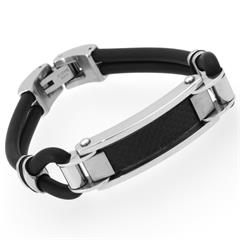 Kautschuk Armband Edelstahl & Carbon Elemente