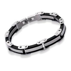 Modernes Armband Edelstahl Carboneinlagen 21cm