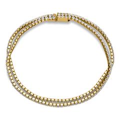 Edelstahl-Armband Gold-Finish Zirkonia zweireihig