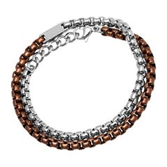 Edelstahl Armband silber braun Gravur