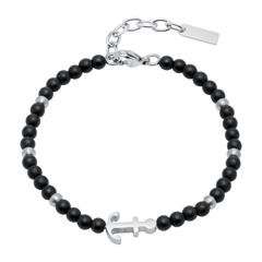 Armband Anker aus Edelstahl und Onyx
