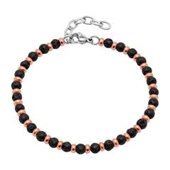 Armband aus rosévergoldetem Edelstahl und Lavastein