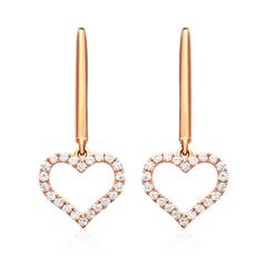 750er Roségold-Ohrringe Herz 44 Diamanten