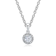 Halo Diamant Anhänger Kette 750er Weißgold
