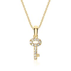 750er Goldkette Schlüssel mit Diamanten