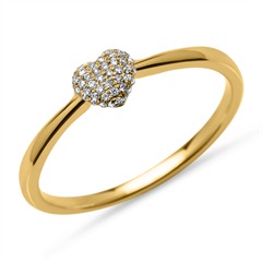 Ring 45 Diamanten 0,10 ct Herz 750er Gelbgold
