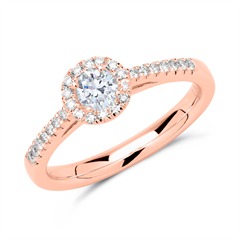 Halo Ring 585er Roségold mit Brillanten