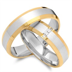 Trauringe 750er Gelb- Weissgold 4 Diamanten