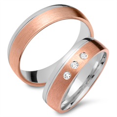 Eheringe 585er Rot- Weissgold 3 Brillanten