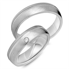 Trauringe 333er Weissgold mit Diamant