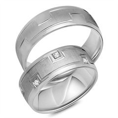 Trauringe 750er Weissgold 8 Diamanten